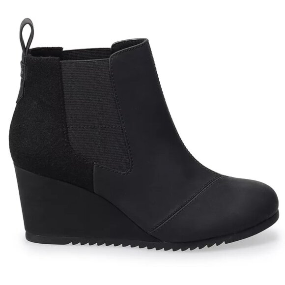 Toms Bailey Ankle Boot Booties Wedge Black Women's Size 7.5 New in Box *NOTES* - Picture 1 of 10